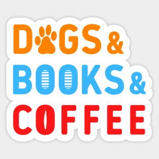 Dogs books coffee colorful tex white tee Sticker